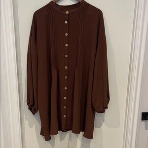 Brown Womnes Button-Up Blouse